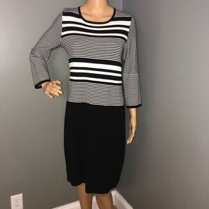 Spense Women's Striped Midi Dress | Size Medium | Black & White